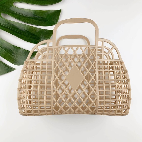 Sun Jellies Handbags - Sun Jellies Sun Retro Basket Tan Jelly Bag Small